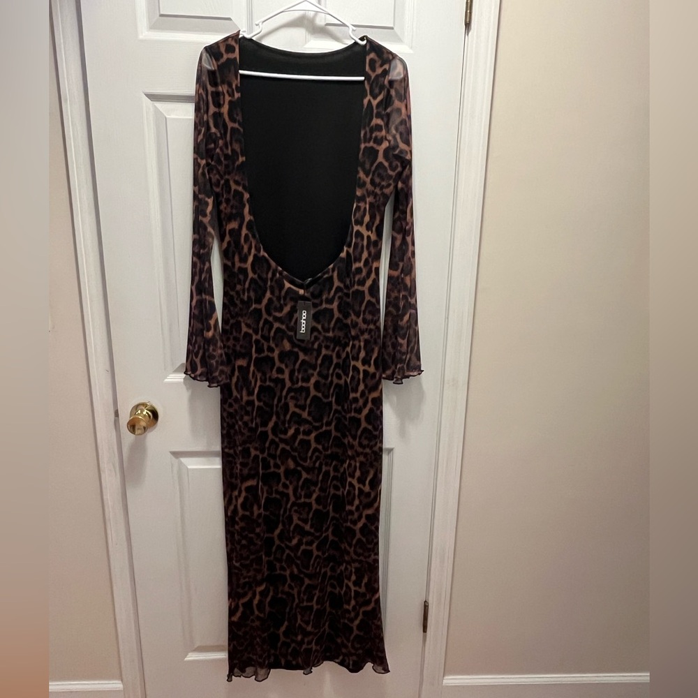 Leopard Print Form Fitting Scoop Back Maxi Dress size 12 - Picture 11 of 11